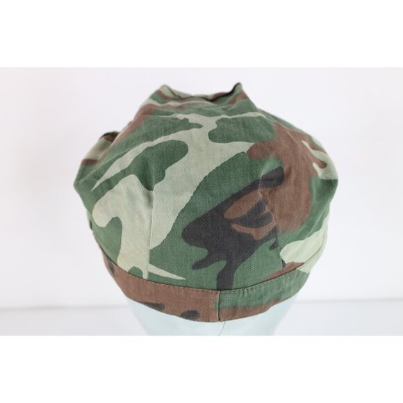 Vintage 60s 70s Streetwear Faded Military Style Camouflage Hat Cap 7 5/8 USA - Picture 5 of 9